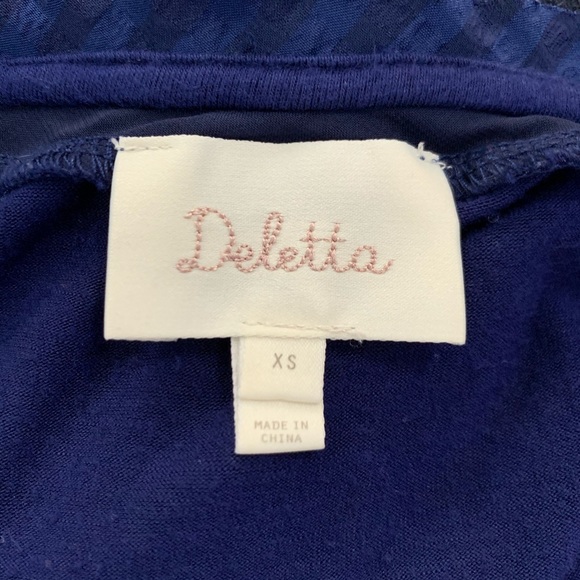 ANTHRO Deletta Blue Plaid Sheer Slice High Low Tee - Picture 8 of 10